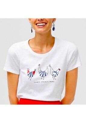 J. Crew | White Three French Hens Collector Tee Shirt | Size Extra Extra Small